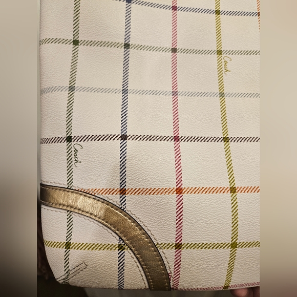 Coach peyton tattersall white gold multicolor crossbody purse shoulderbag - Picture 8 of 13